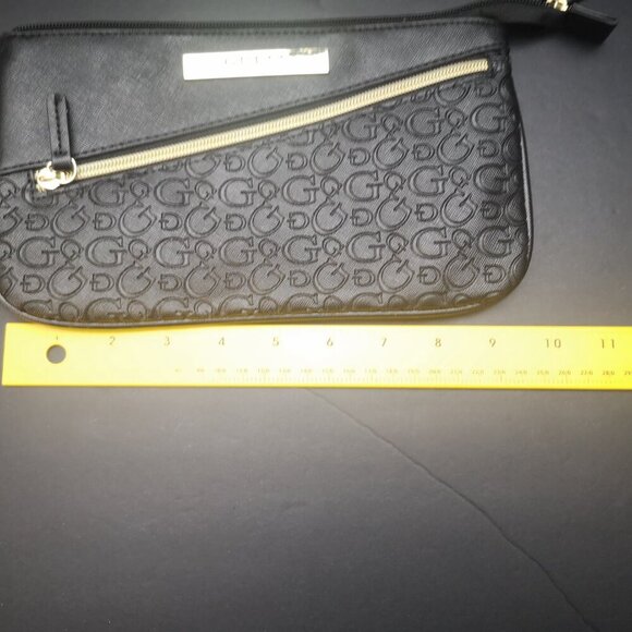Guess Ladies Black Faux Leather Wristlet / Clutch with Gold Tone Accents - Picture 7 of 8